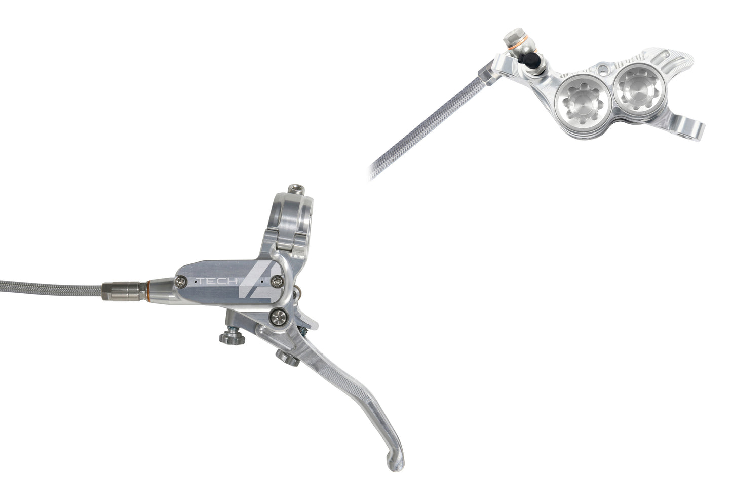 Hope Tech 4 V4 - No Rotor - Silver/Silver - Braided