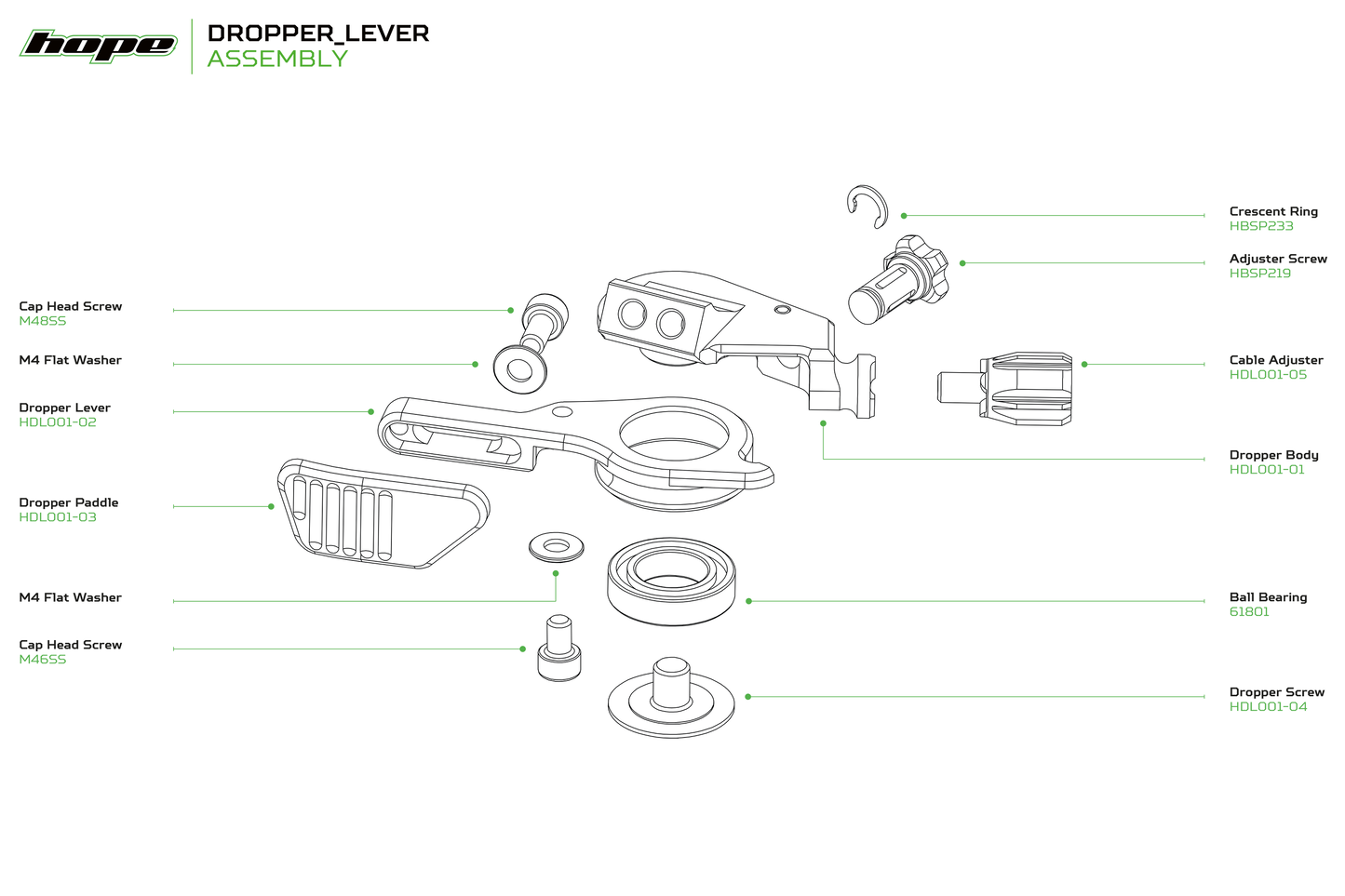 Hope Dropper Lever - Main Screw - Blue