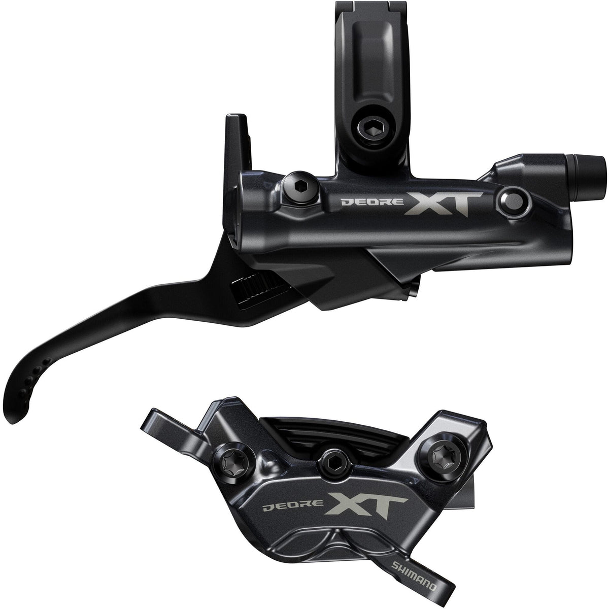 Shimano BR-M8220/BL-M8200 XT 4 pot bled brake lever/post mount calliper, front right