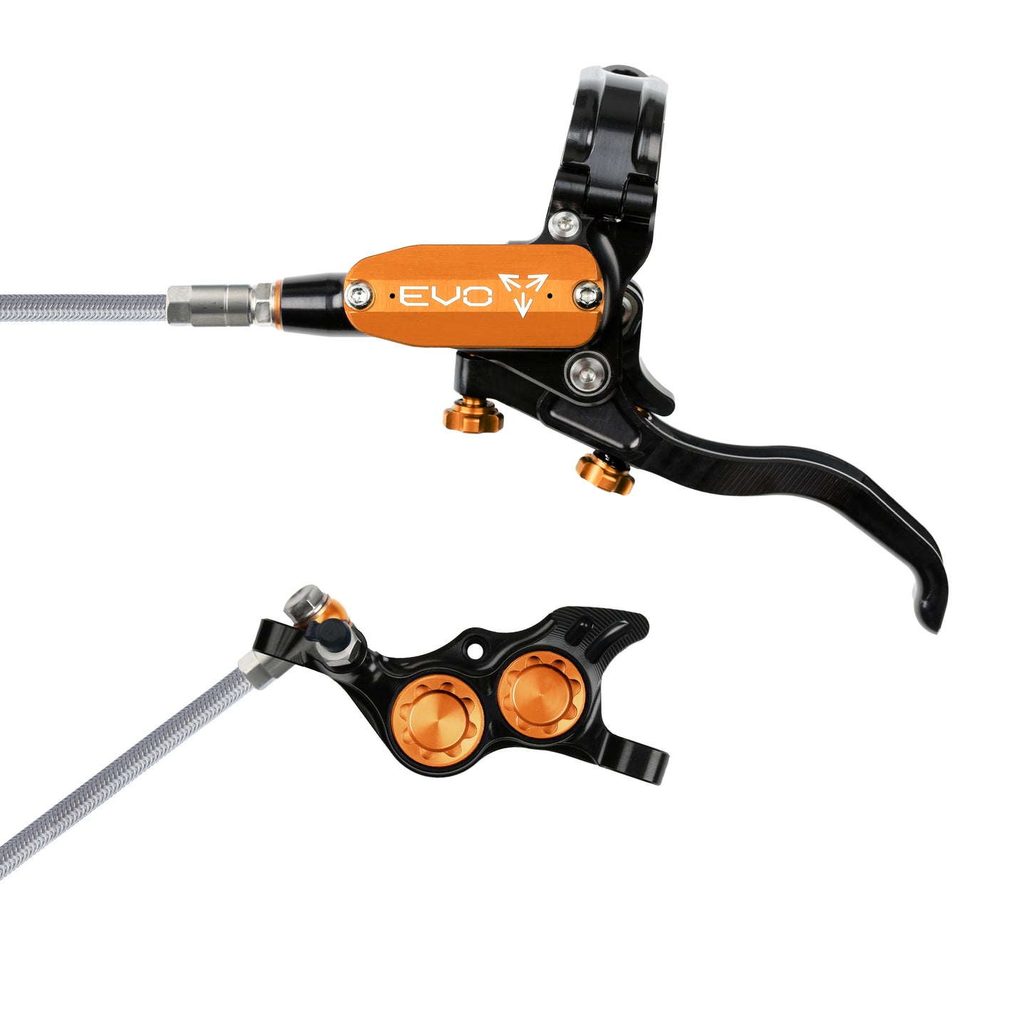 Hope Tech 4 EVO TR4 Brake - Black/Orange - Braided Hose - No Rotor