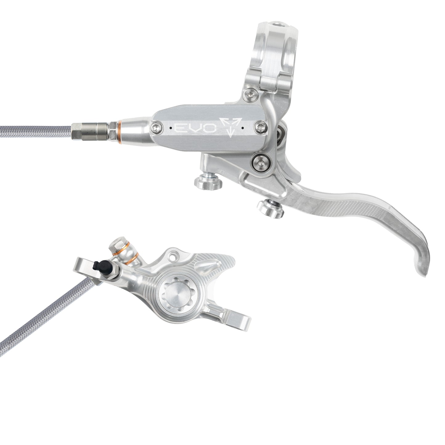 Hope Tech 4 EVO X2 Brake - Silver/Silver - Braided Hose - No Rotor