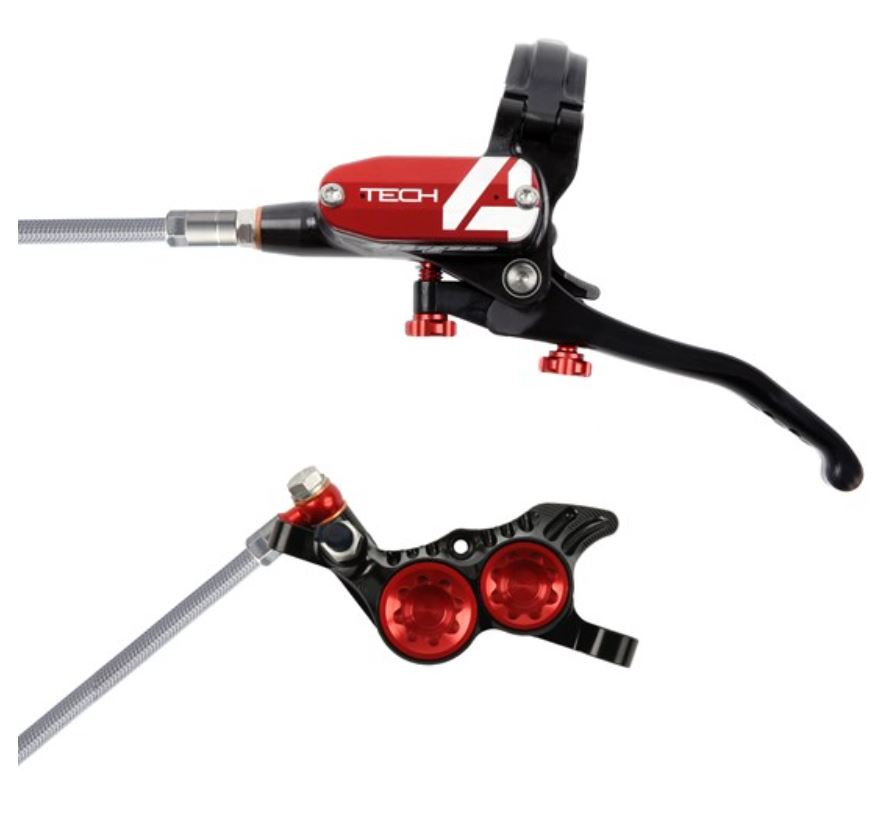 Hope Tech 4 V4 - No Rotor - Black/Red - Braided