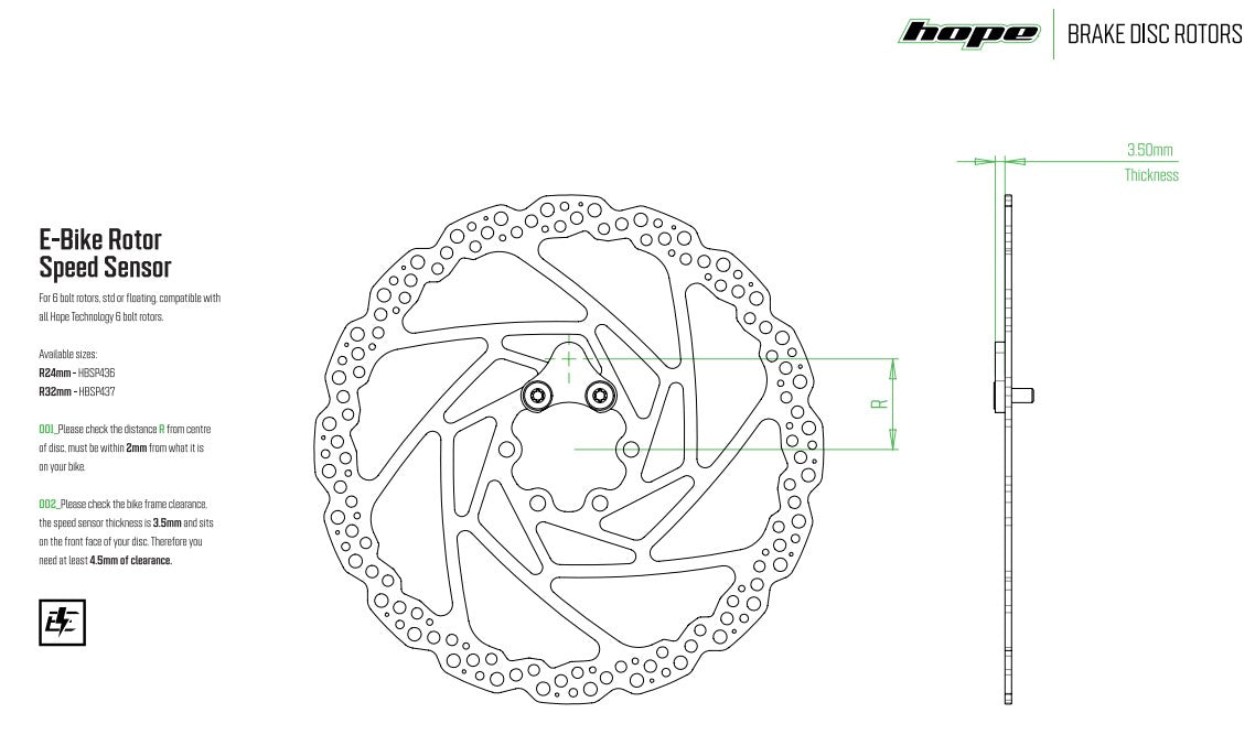Hope E-Bike Speed Sensor Magnet - 6 Bolt R32 - Red