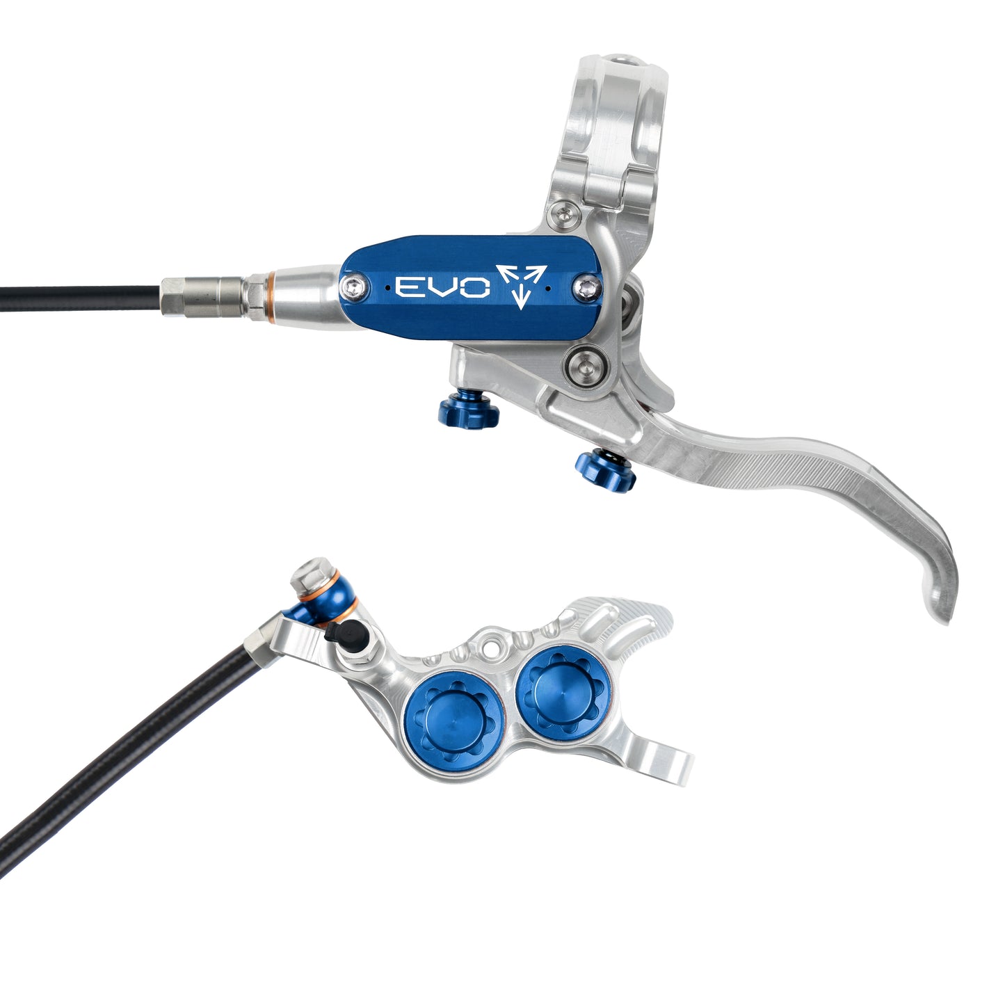Hope Tech 4 EVO GR4 Brake - Silver/Blue - Black Hose - No Rotor