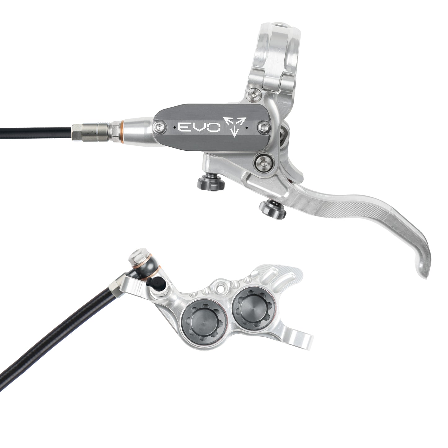 Hope Tech 4 EVO GR4 Brake - Silver/Smoke - Black Hose - No Rotor