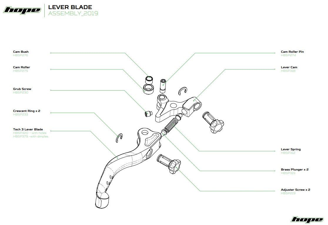 Hope Tech 3 Lever Blade Dimples Silver - Brake Spares